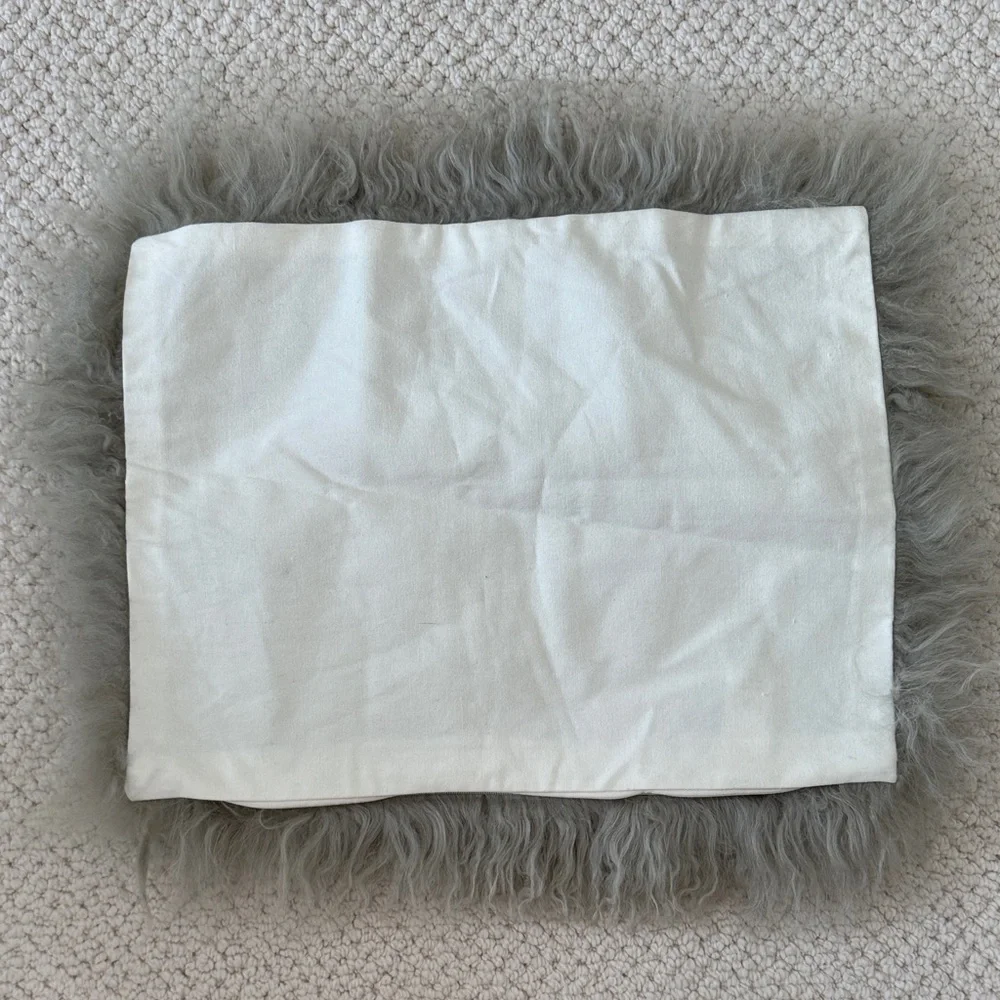 POTTERY BARN | 12x16 Grey Fluffy Fur Pillow Cover